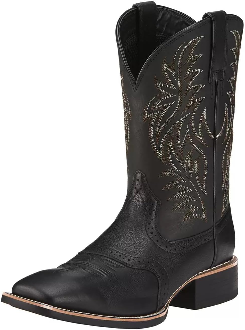 

Классические западные сапоги с квадратным носком, слипоны с массивным каблуком, сапоги средней длины с вышивкой Generic, черный