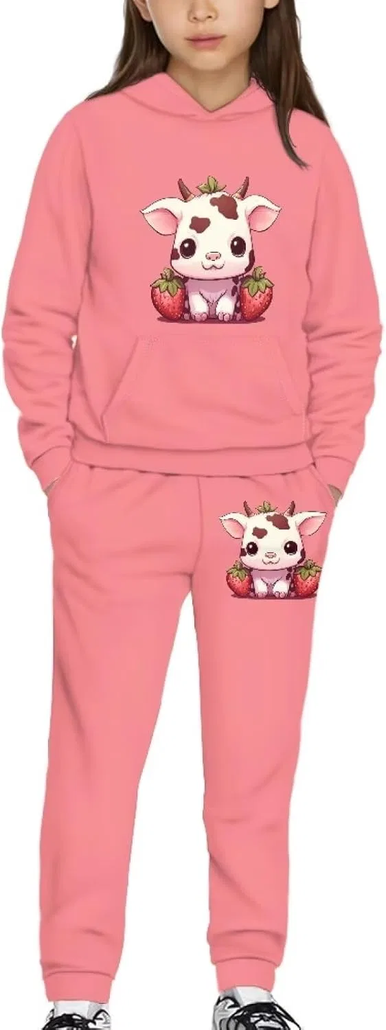 Детский спортивный костюм с принтом Strawberry Cow, Uppodwarkid, 2 предмета