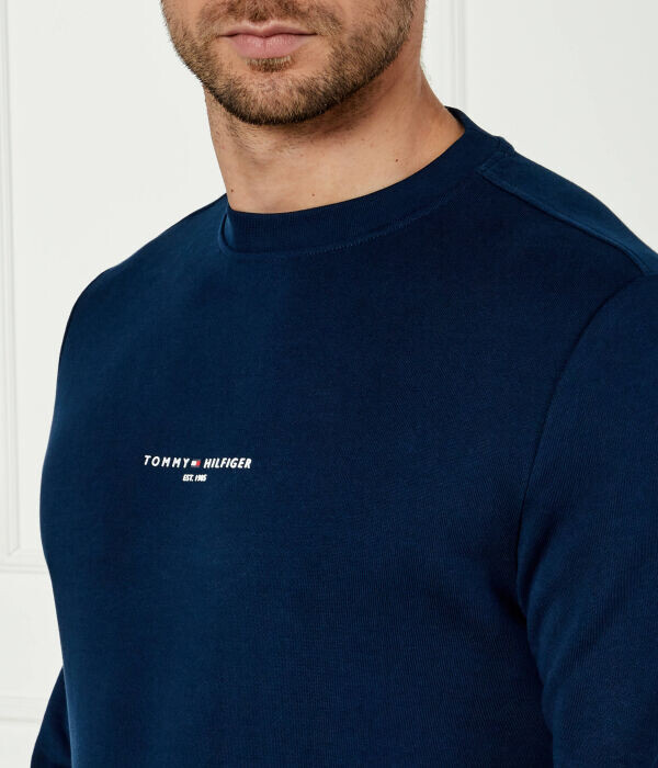Толстовка мужская Tommy Hilfiger хлопковая с надписью, синий — фото 4