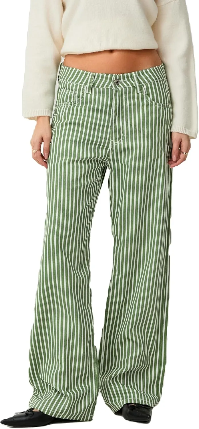 

Женские полосатые джинсы Casual High Rise Baggy с карманами Tenopuli