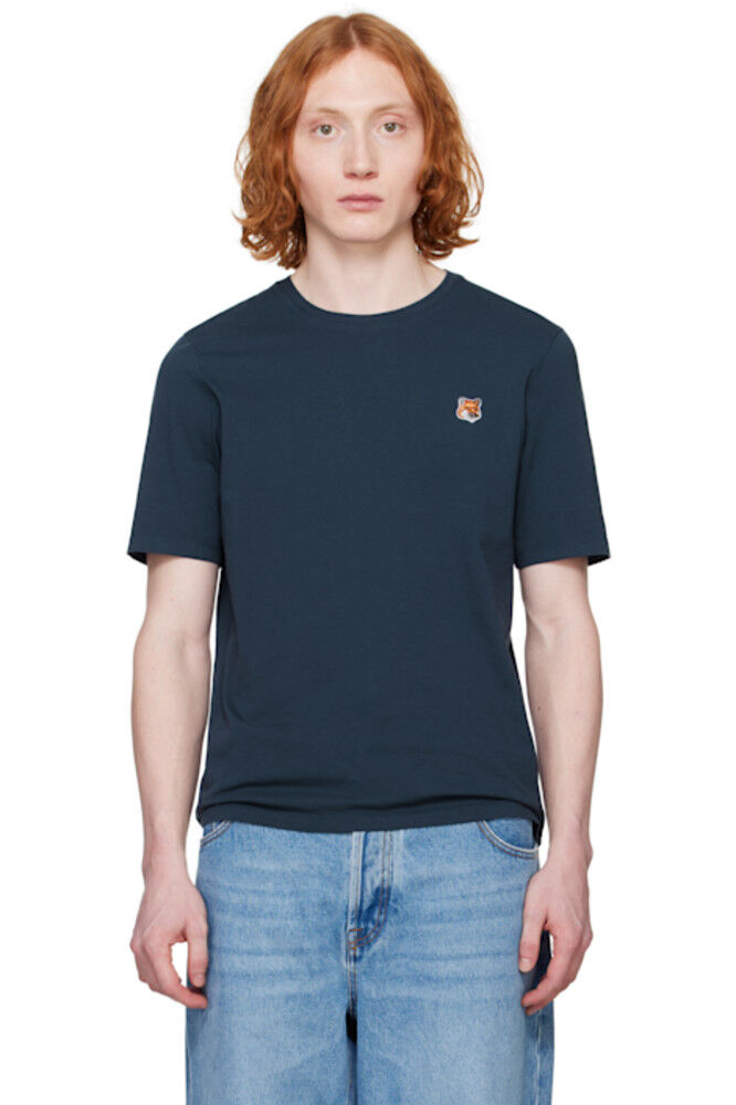 

Футболка с нашивкой Navy Fox Head Patch Regular Maison Kitsuné