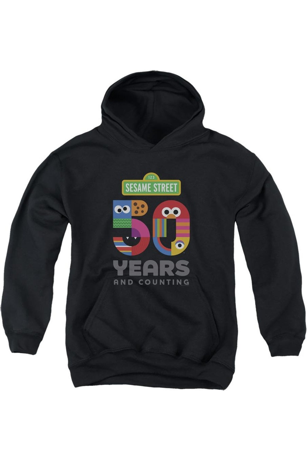 

Толстовка с капюшоном для молодежи с логотипом 50 лет Sesame Street Gildan, черный