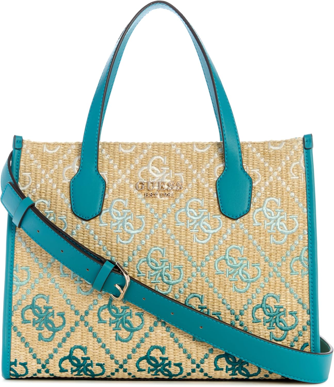 

GUESS Женская сумка Silvana с двумя отделениями, Teal Logo