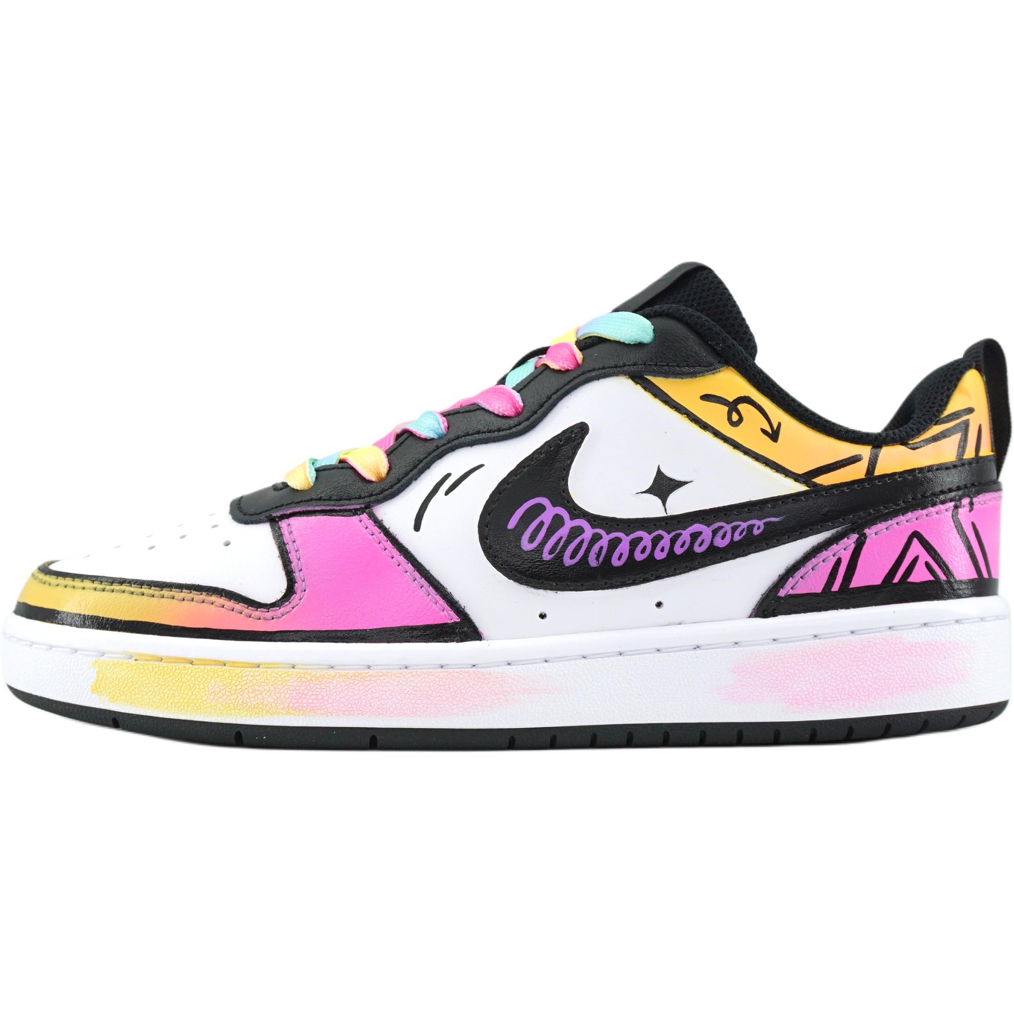 

Nike Court Borough Neon Star Candy устойчивые к истиранию низкие детские скейтбординг кроссовки White для подростков