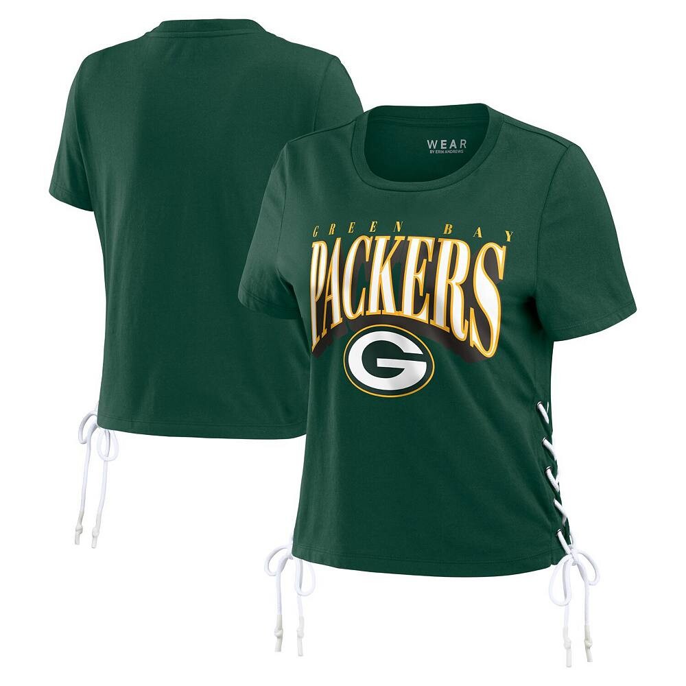

Женская одежда Erin Andrews Зеленая скромная укороченная футболка Green Bay Packers со шнуровкой по бокам WEAR by Erin Andrews, цвет Pkr Green