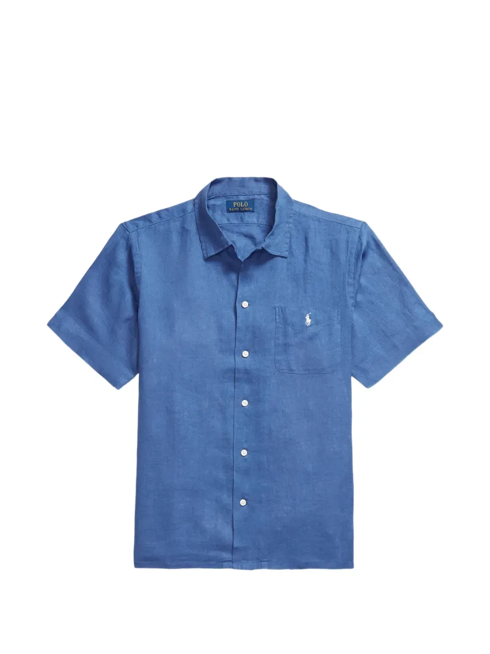Вышитая льняная рубашка с карманом Polo Ralph Lauren, синий