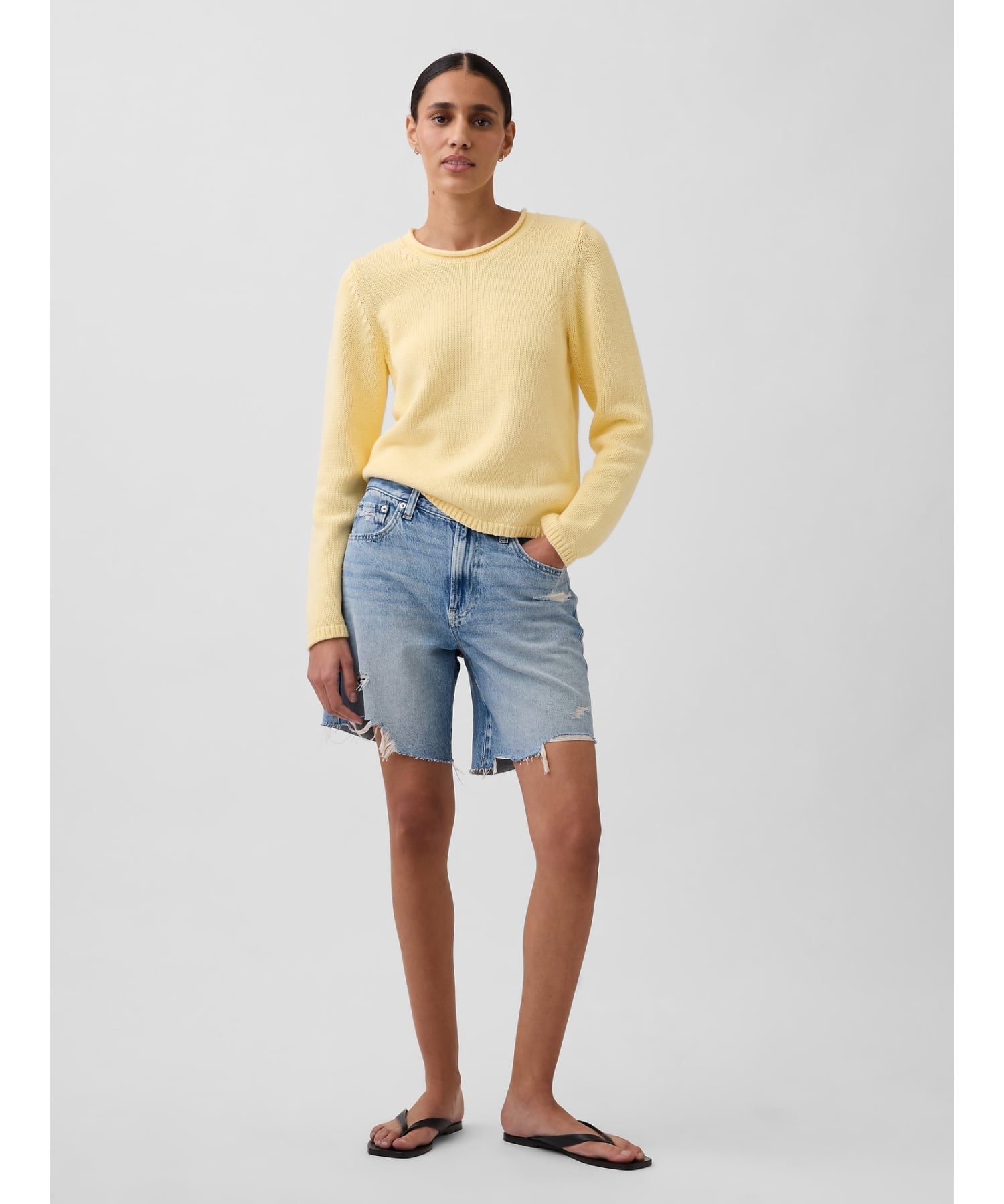 (W) Свитер с высоким воротником из 100% хлопка GAP, MAIZE