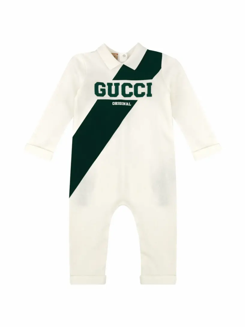 

Хлопковое боди с логотипом Gucci, белый
