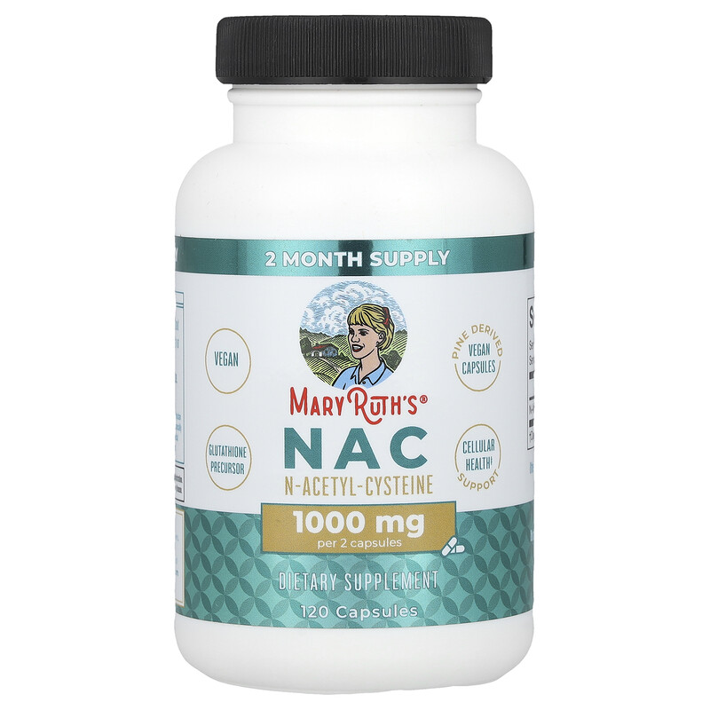 

MaryRuth's, NAC, 1000 мг, 120 капсул (500 мг на капсулу)