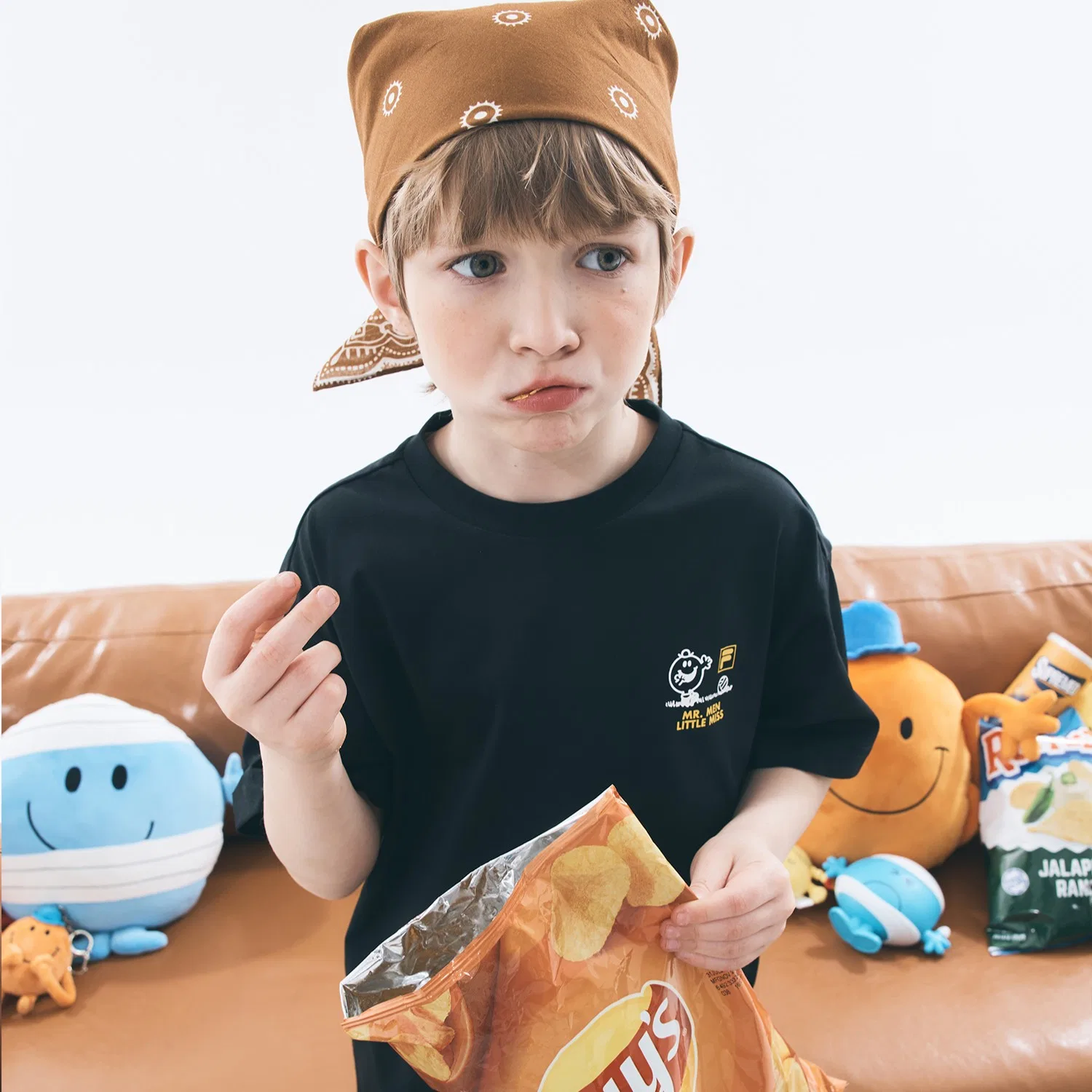 Детская футболка Drywave Mr. Men Little Miss Cool Vacation, чёрная, от Fila Kids