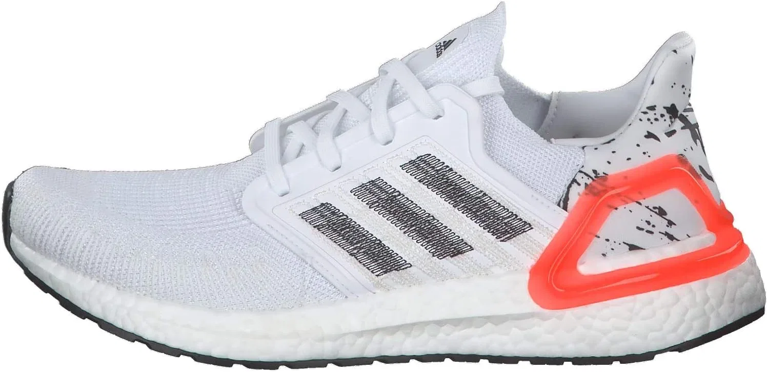 Мужские беговые кроссовки Adidas Ultraboost 20, Ftwr White Core Black Signal Coral — фото 2