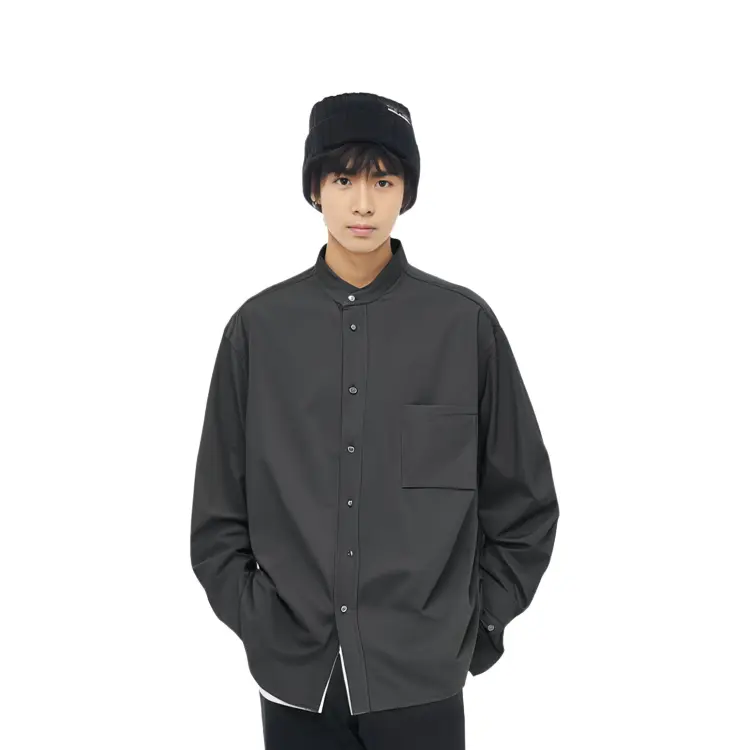 Рубашка из коллекции коллаборации Jil Sander FW20, мужская, темно-серая Uniqlo, темно-серый — фото 2