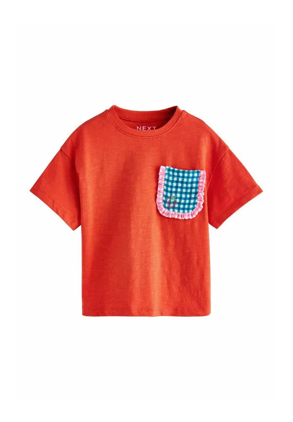 Футболка стандартного кроя с коротким рукавом и карманом, с принтом. Next, Red Gingham