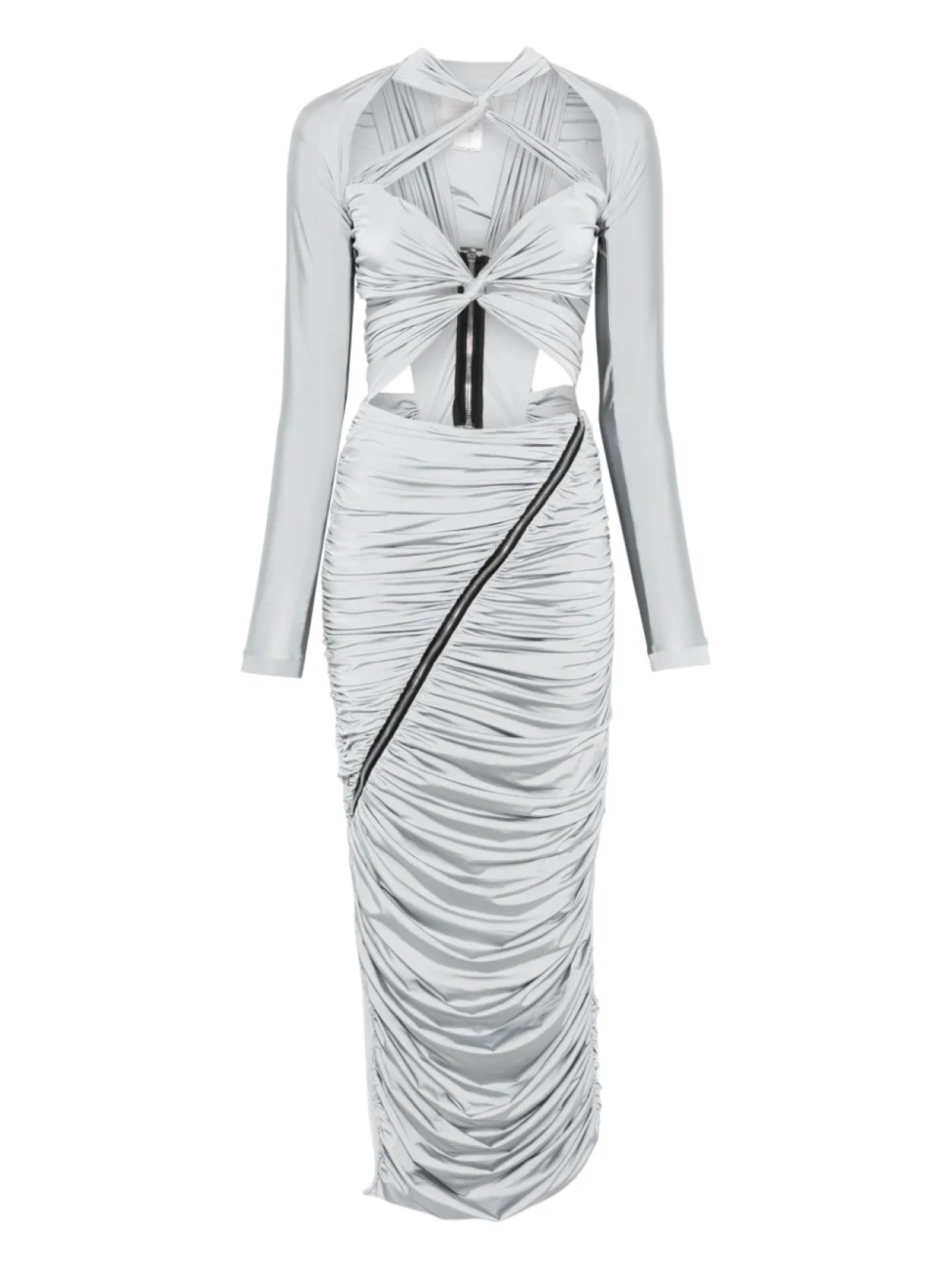 

Длинное платье с вырезами и драпировкой MITILIANE COUTURE, серый