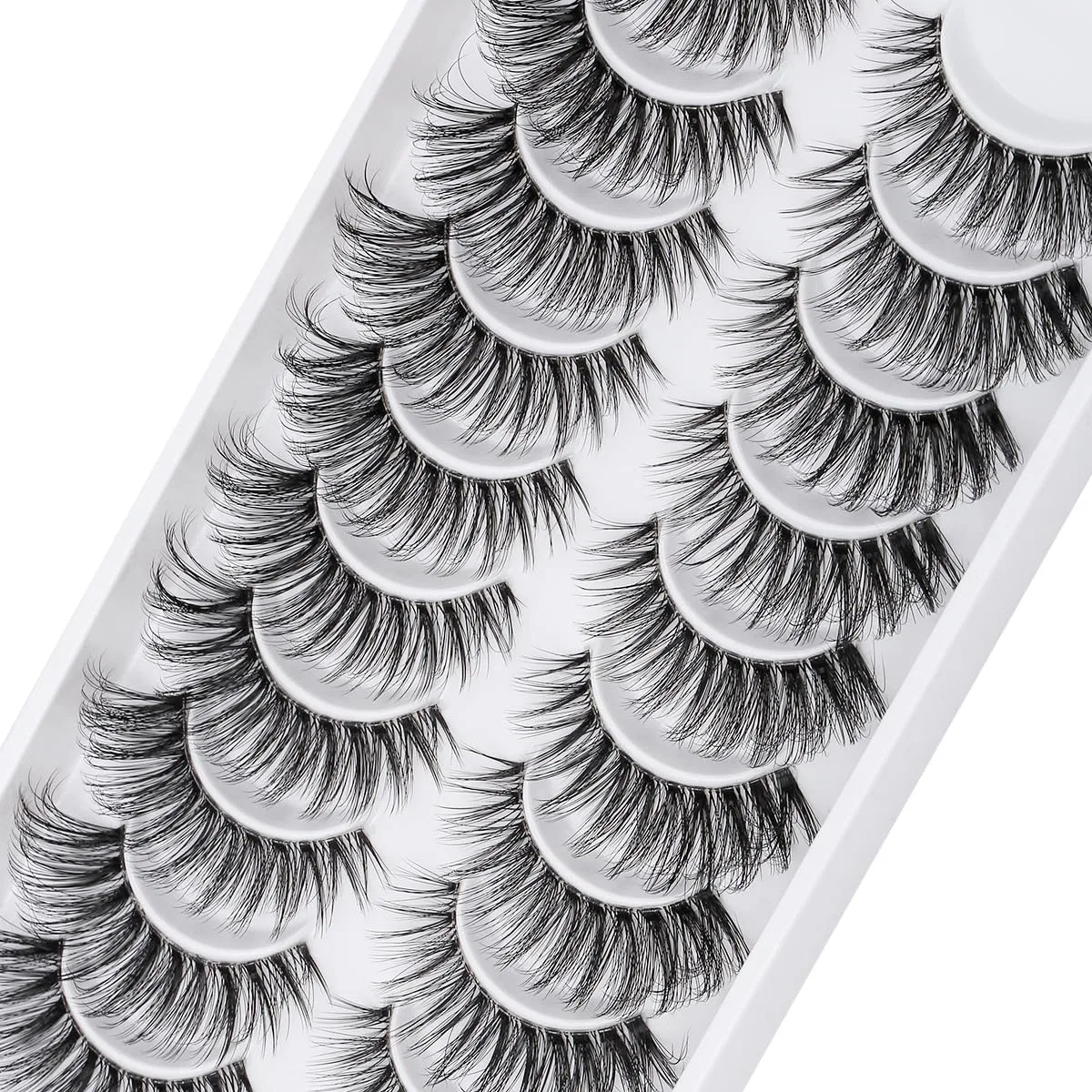 Набор накладных ресниц «Russian Volume Fluffy Strip Lashes» с прозрачной лентой, 10 пар Hicocu