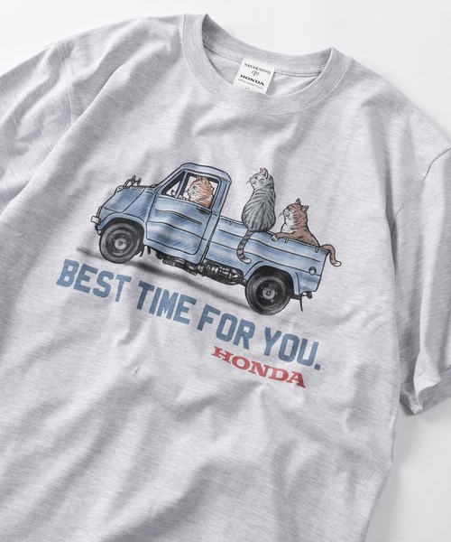 

Make a ray! Футболка с коротким рукавом и круглым вырезом, с принтом, HONDA, серый