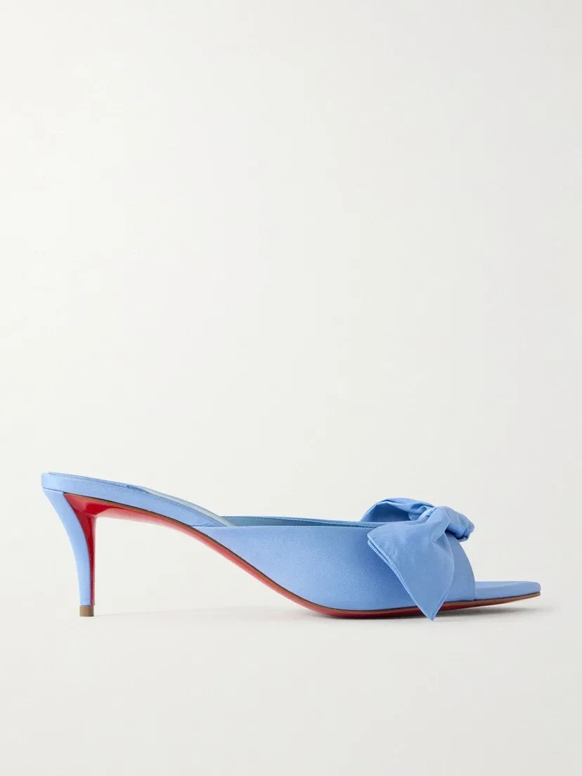 Мюли Mulazee из крепа де шин, украшенные бантом Christian Louboutin, голубой
