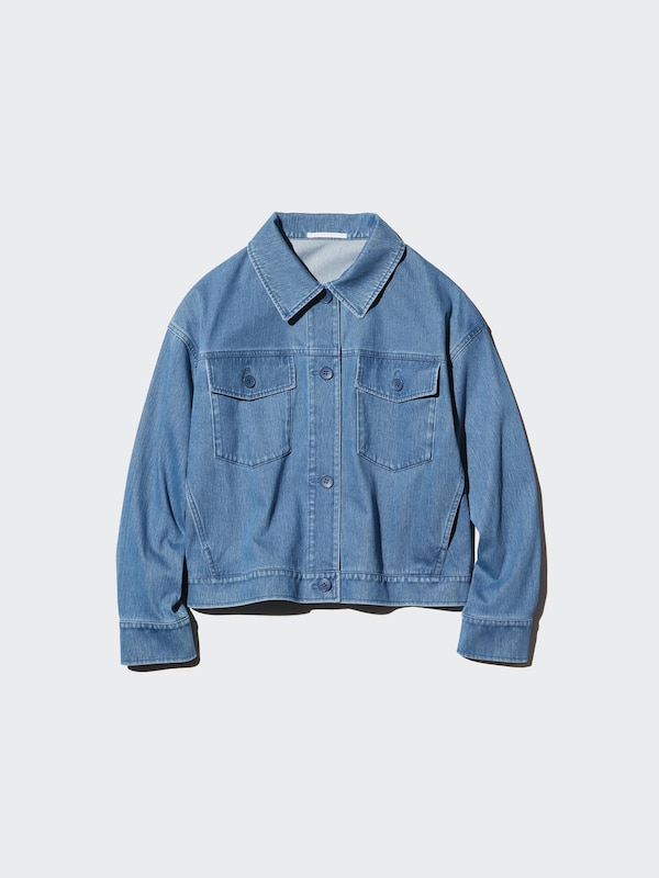 Свободная куртка из джерси (под деним) Uniqlo, 64 blue — фото 3