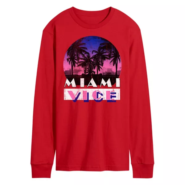 

Мужская футболка с длинным рукавом с принтом «Miami Vice That Life» Licensed Character, красный
