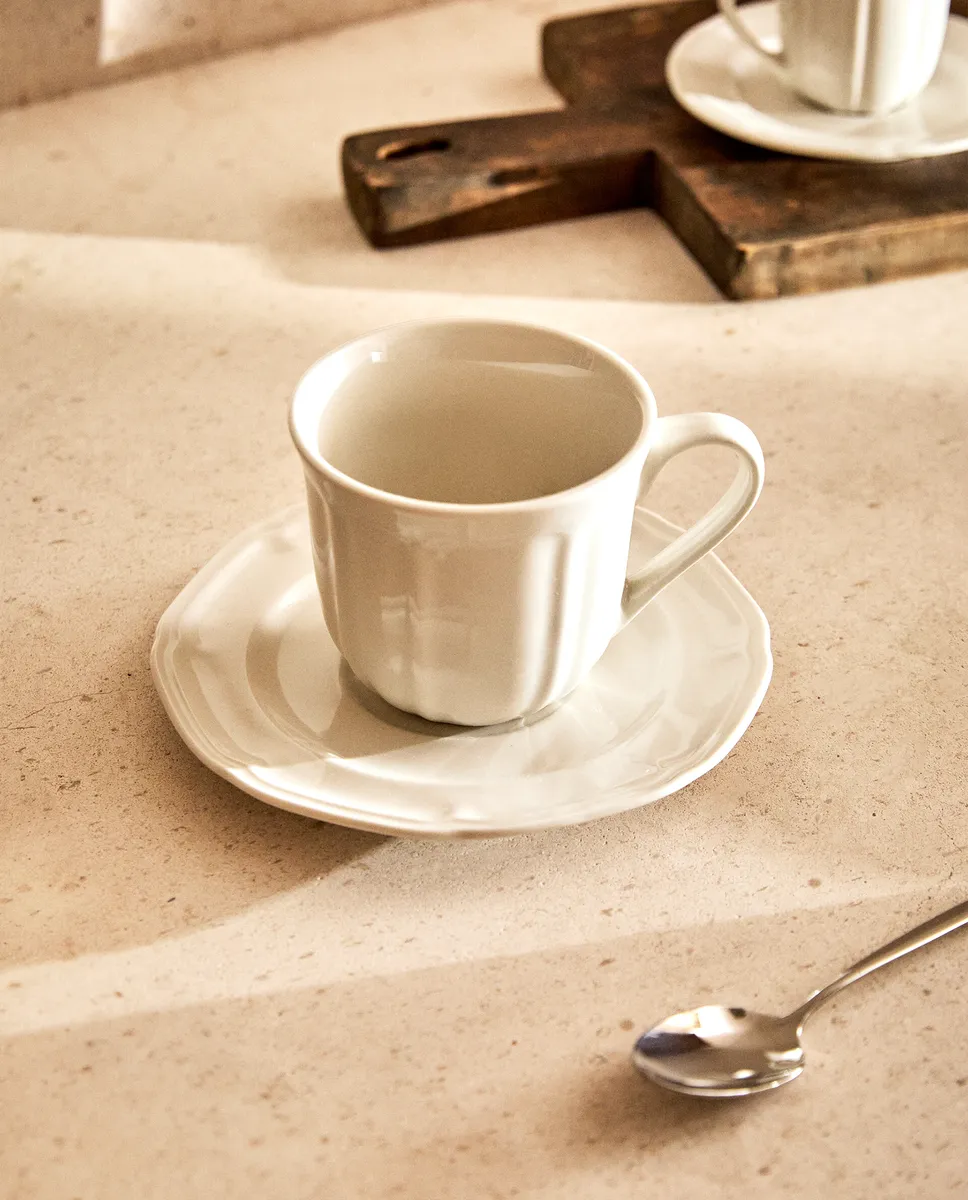 

Фарфоровая чашка и блюдце Zara Home, белый