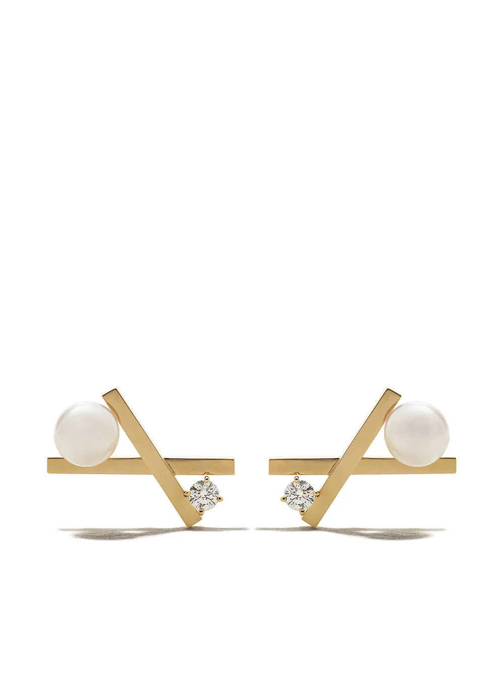 

Серьги-гвоздики Balance Cross из желтого золота с жемчугом и бриллиантами TASAKI, золотой
