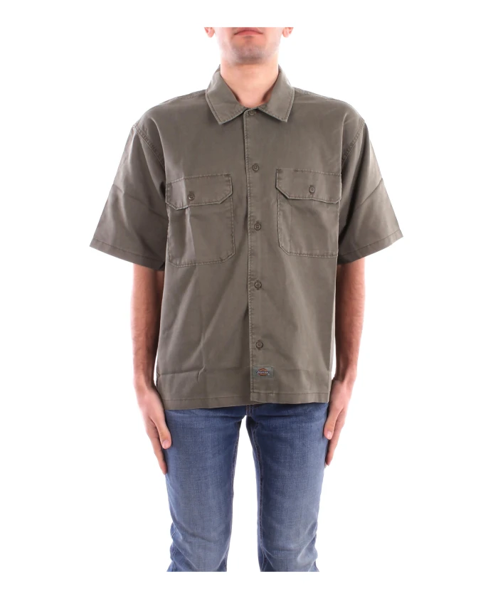 

Зеленая рубашка с логотипом и пуговицами спереди Dickies, зеленый