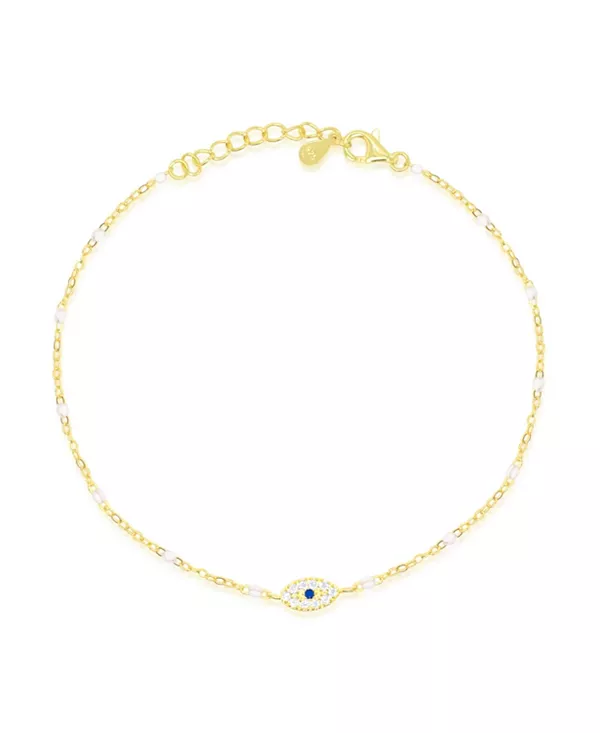 

Браслет от сглаза из желтого золота с фианитами и искусственным жемчугом Etoielle, yellow