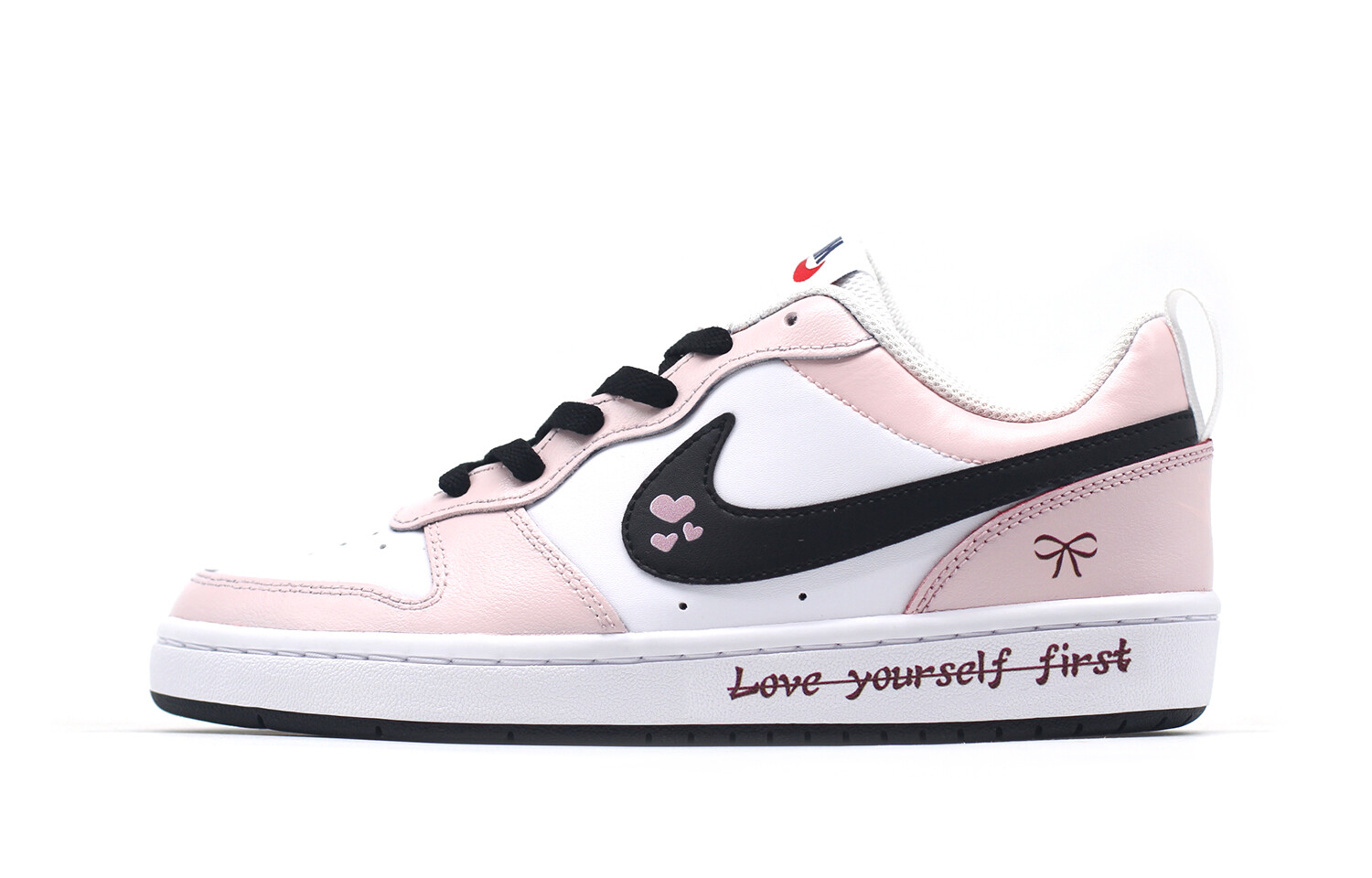 

Кроссовки Nike Court Borough Skateboarding Shoes Women's Low-top White/black/pink, черный