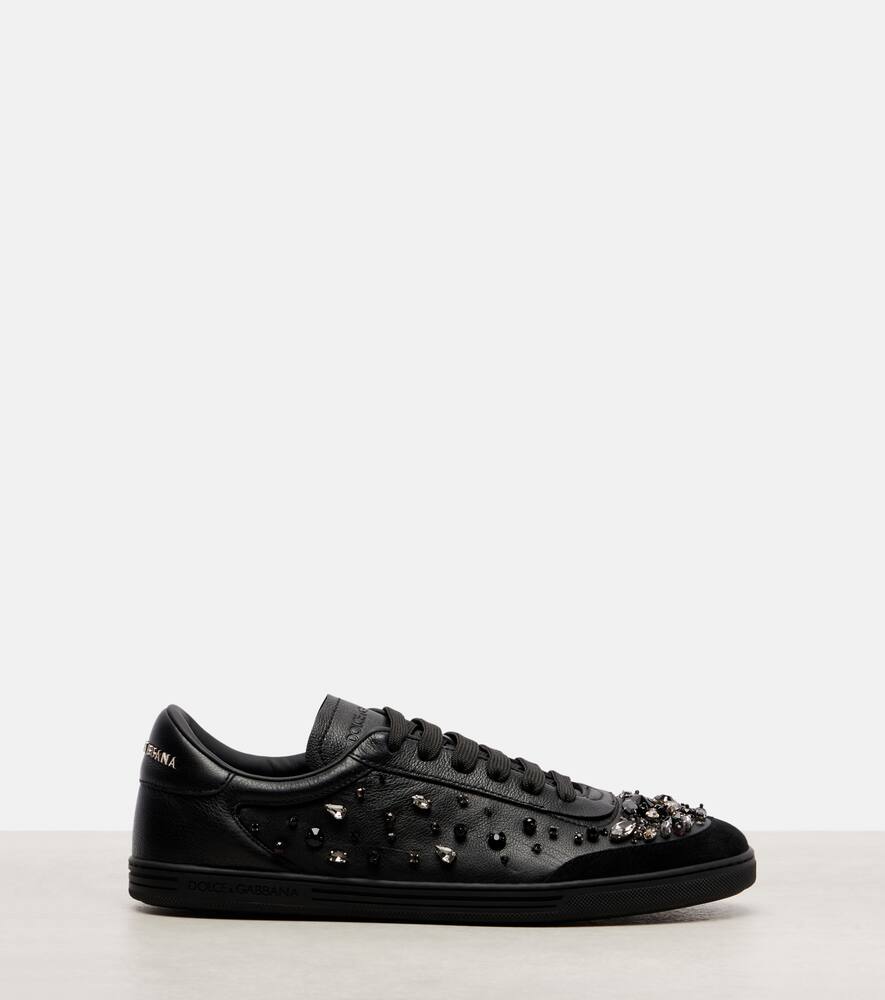 Сан-Тропе легкие кожаные кроссовки с декором Dolce&Gabbana, Black/Black — фото 4