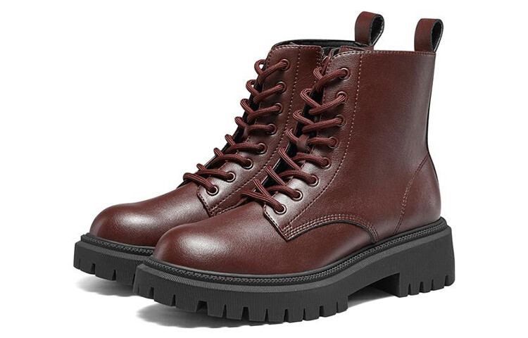 Женские ботинки Skechers зимние на шнуровке, бордовый — фото 3