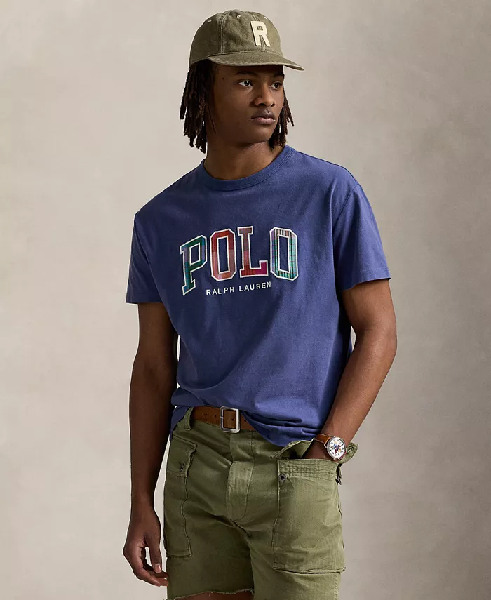 

Мужская футболка Classic-Fit с логотипом Madras Polo Ralph Lauren, синий