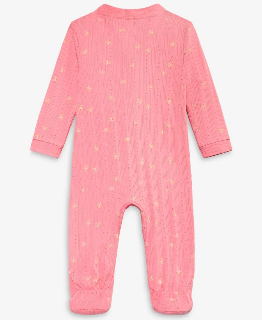 Детский комбинезон Everyday Baby Essentials для девочек из хлопка с ажурным узором и двусторонней молнией First Impressions, розовый — фото 3