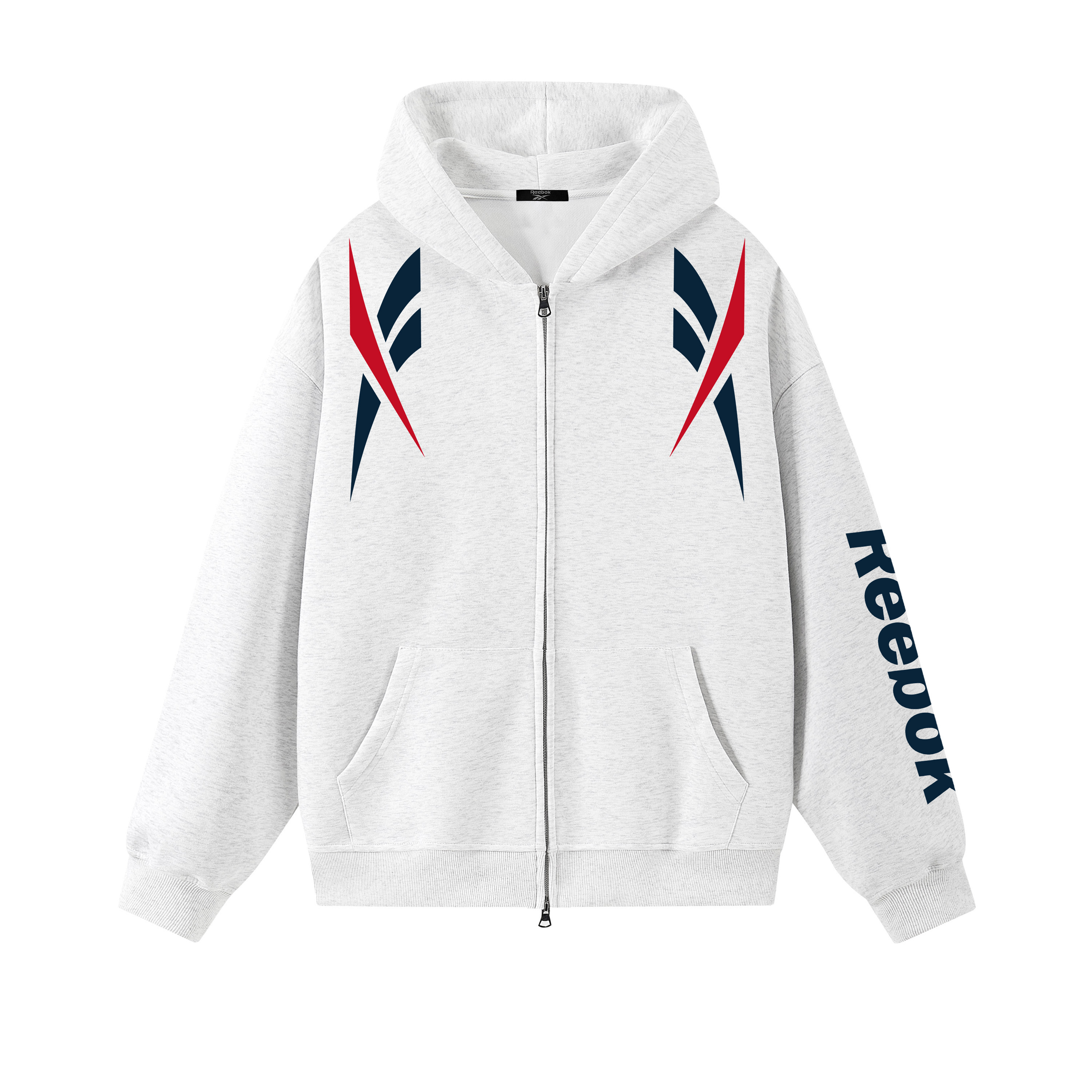 

Толстовка Unisex Hooded Moderate Cardigan Reebok, белый heather серый