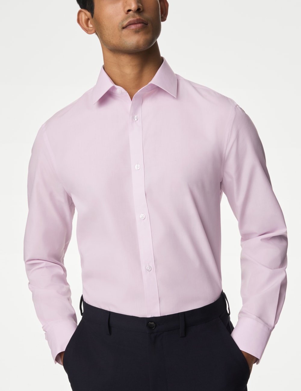 

Рубашка из смеси хлопка, легко поддающаяся глажке Marks & Spencer, розовый