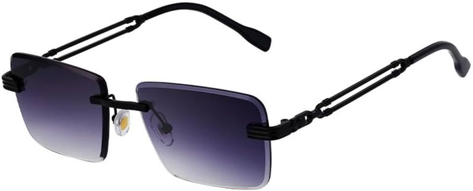 

Классические прямоугольные солнцезащитные очки без оправы для мужчин, роскошные модные солнцезащитные очки в маленькой оправе для панк-стиля, дорожные очки с защитой от УФ-излучения UV400, SUN1369 Generic, C2blackdoublegrey