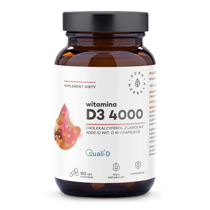 

Aura Herbals Witamina D3 4000 IU витамин D3 в капсулах, 90 шт.