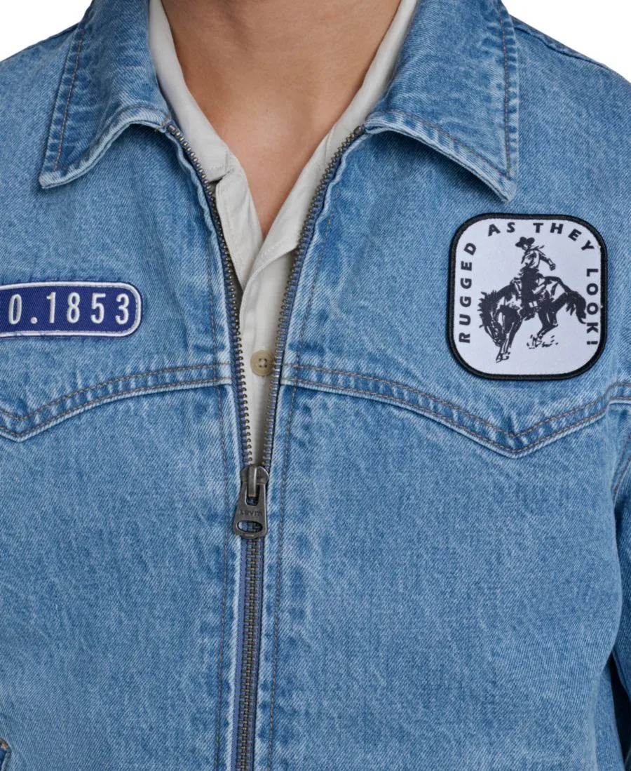 Мужская хлопковая куртка-бомбер в стиле вестерн Levi's, светлый-wash denim — фото 4