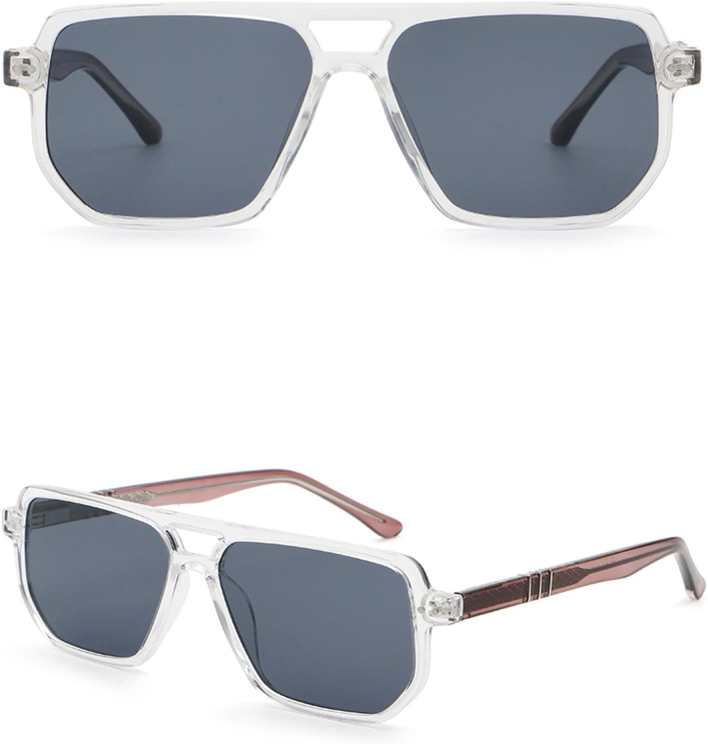 

Солнцезащитные очки в крупной оправе в стиле ретро для женщин, защита от УФ-излучения UV400, двойная перемычка, для мужчин, для вождения, леопардовый коричневый летний вариант VFDHN, 3