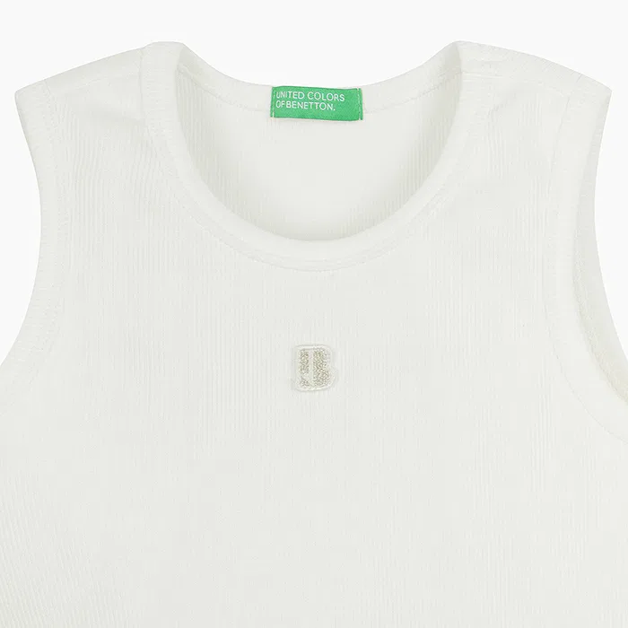 Детская майка "Рингер" цвета айвори от Benetton Kids — фото 3