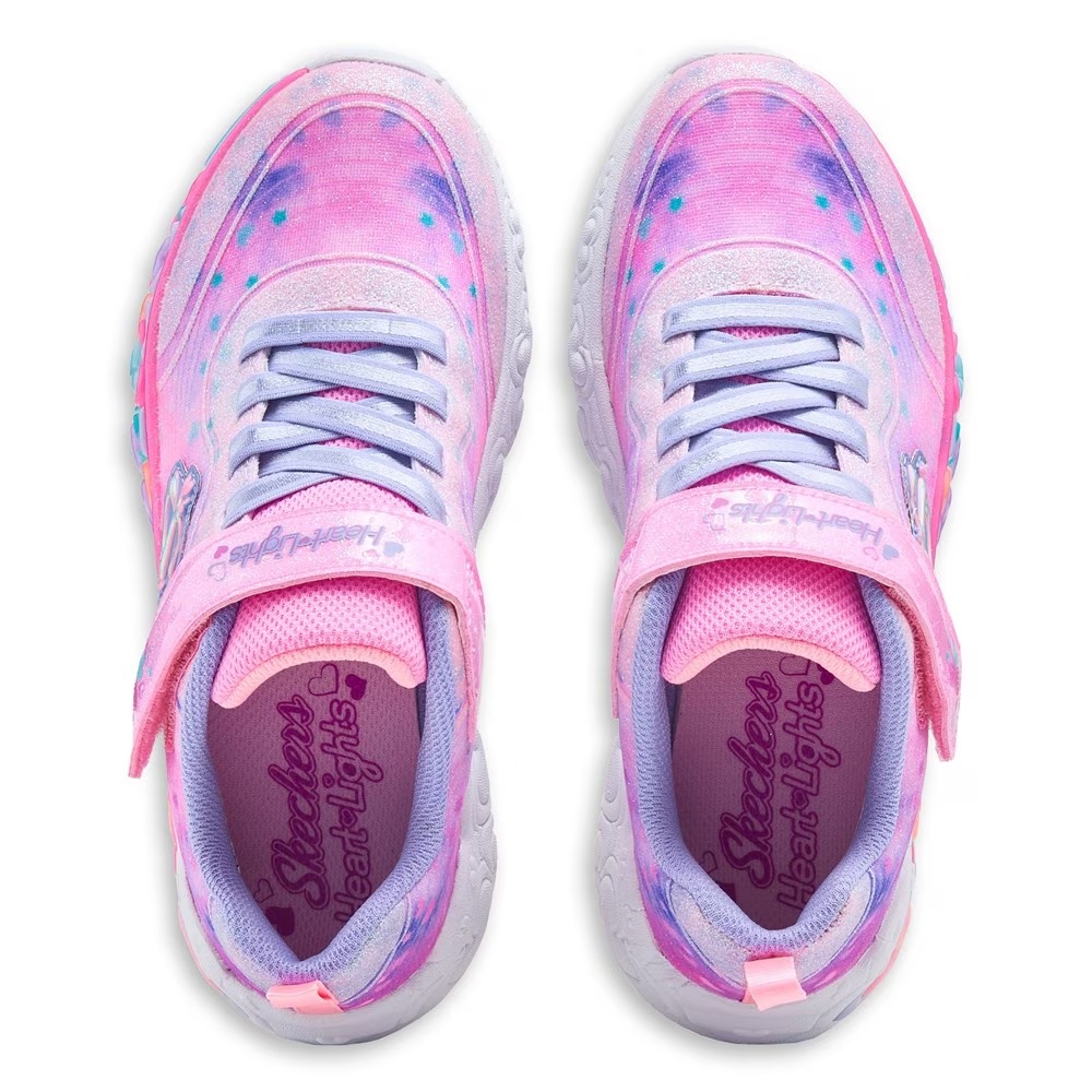 Детские кроссовки с подсветкой в виде сердец Skechers для маленьких/больших детей, light pink multi — фото 3