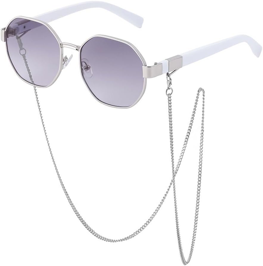 

Солнцезащитные очки Polygon для женщин с цепочкой, роскошные, модные, уникальные, трендовые. Восьмиугольные солнцезащитные очки для женщин, квадратные очки GHVWYX, C5 Light Gray