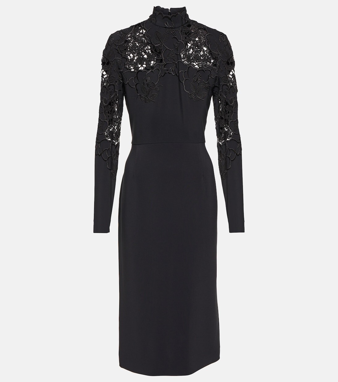 

Платье миди с кружевной отделкой Elie Saab, черный