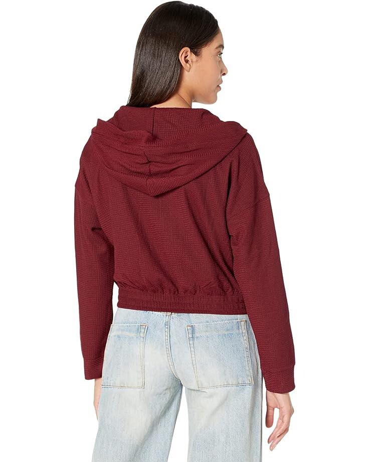 

Худи BCBGeneration Knit Zip Front Hoodie, цвет Wine