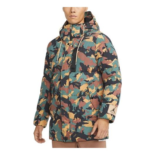 

Пуховик Air Jordan Casual Stay Warm Printing hooded down Jacket Camouflage Green, зеленый