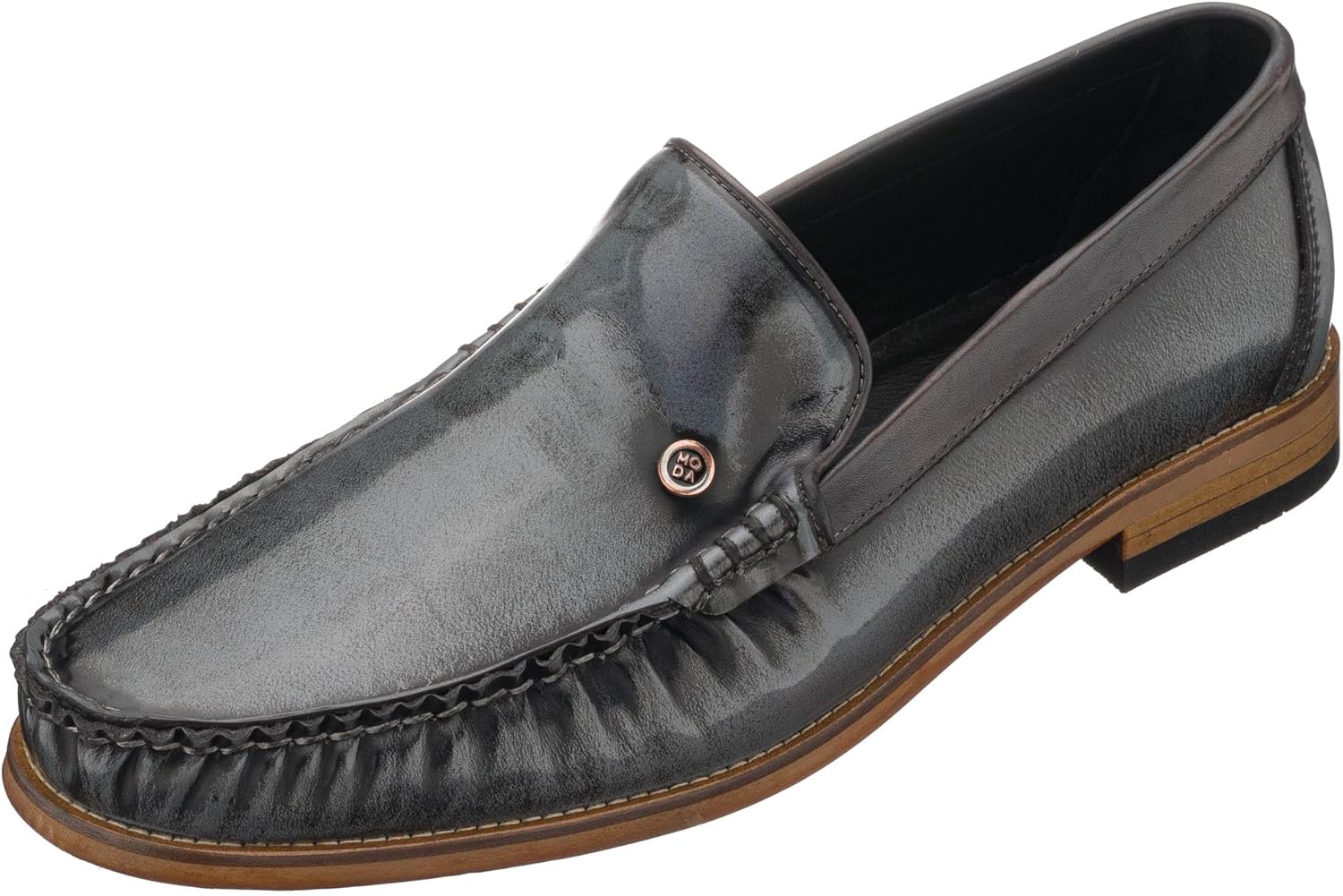 

Мужские серые кожаные ручной работы лоферы DALGALA на пенни, слипоны для повседневной носки