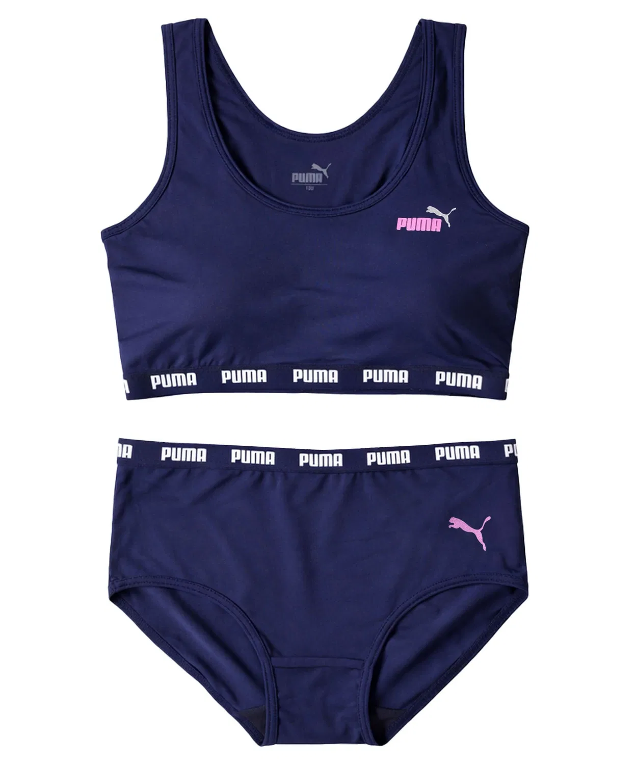 Спортивный бюстгальтер и шорты PUMA girls, комплект, тёмно-синий
