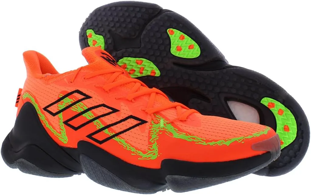 Мужские кроссовки Adidas Mahomes 1 Impact FLX с шнуровкой для повседневной носки - черные, оранжевый/черный — фото 4