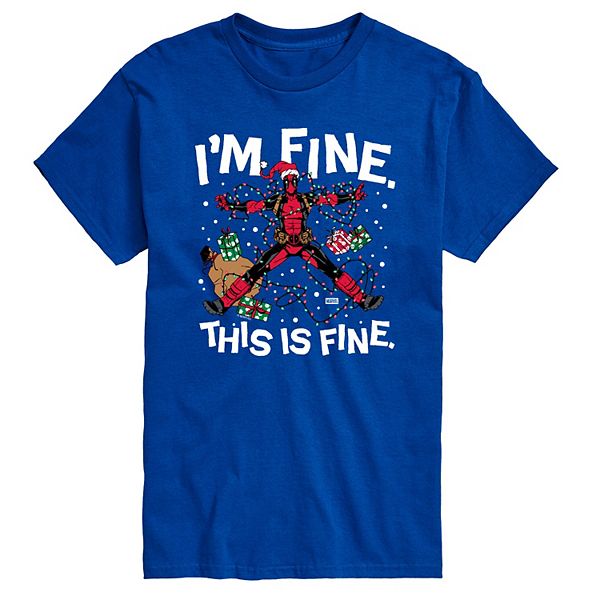 

Мужская футболка с принтом Deadpool "I'm fine this is fine" Licensed Character, Royal Blue