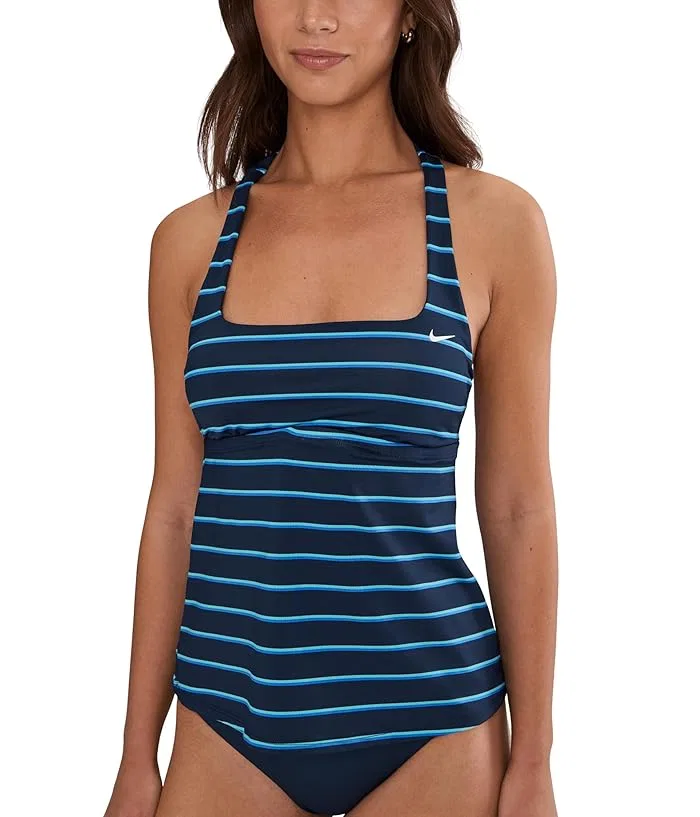 Купальник Nike Preppy Pinstripe Square Neck Tankini, Midnight Navy