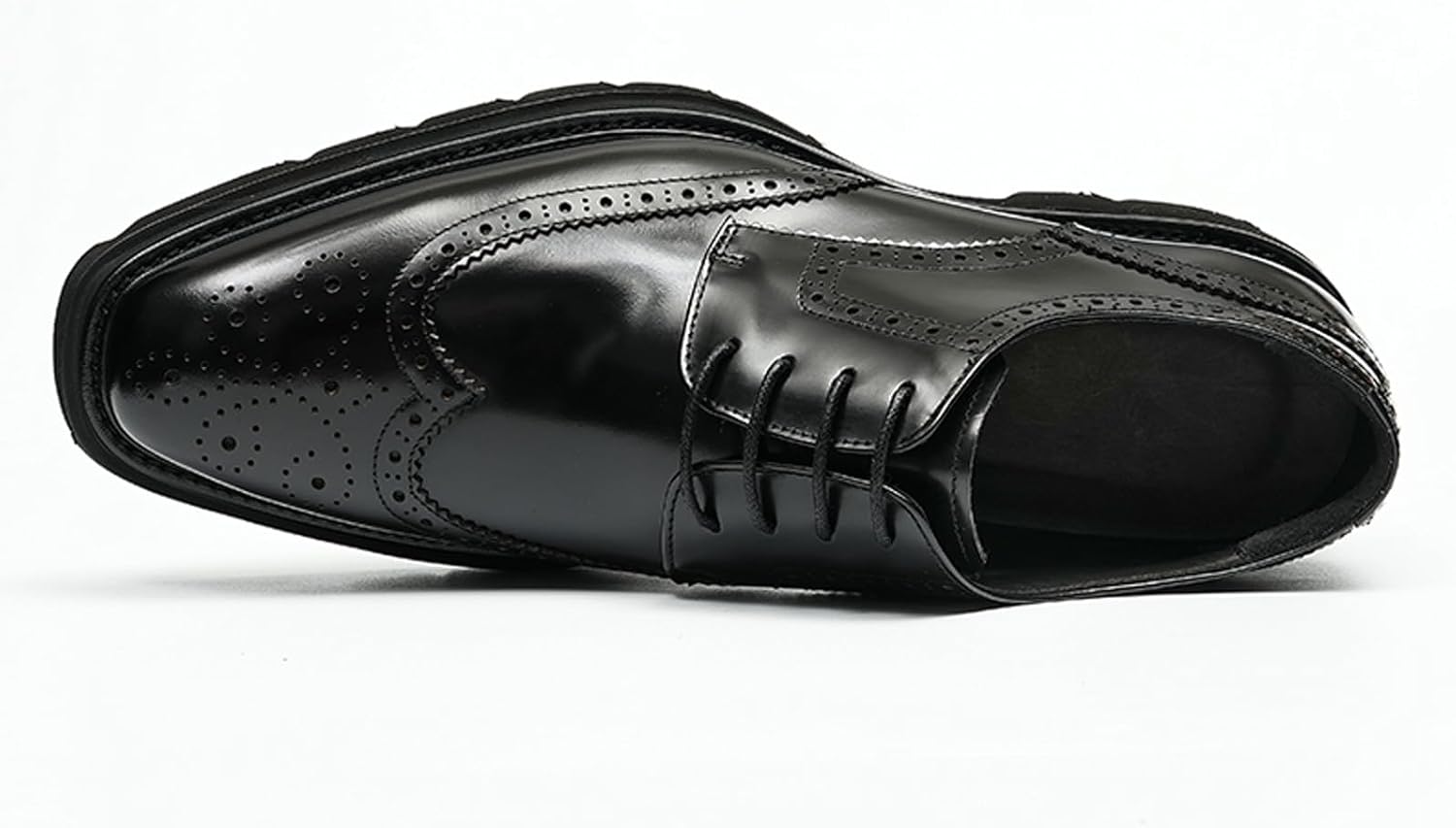Мужские дерби современного дизайна Wingtip Brogue, шнуровка на 4 отверстия, полуботинки для полуофициального стиля, лакированная кожа, амортизированная подошва, для повседневной носки 96116 Windhana, черный — фото 3